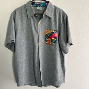 Dakine Gray Shirt with Colorful Tropical Pocket